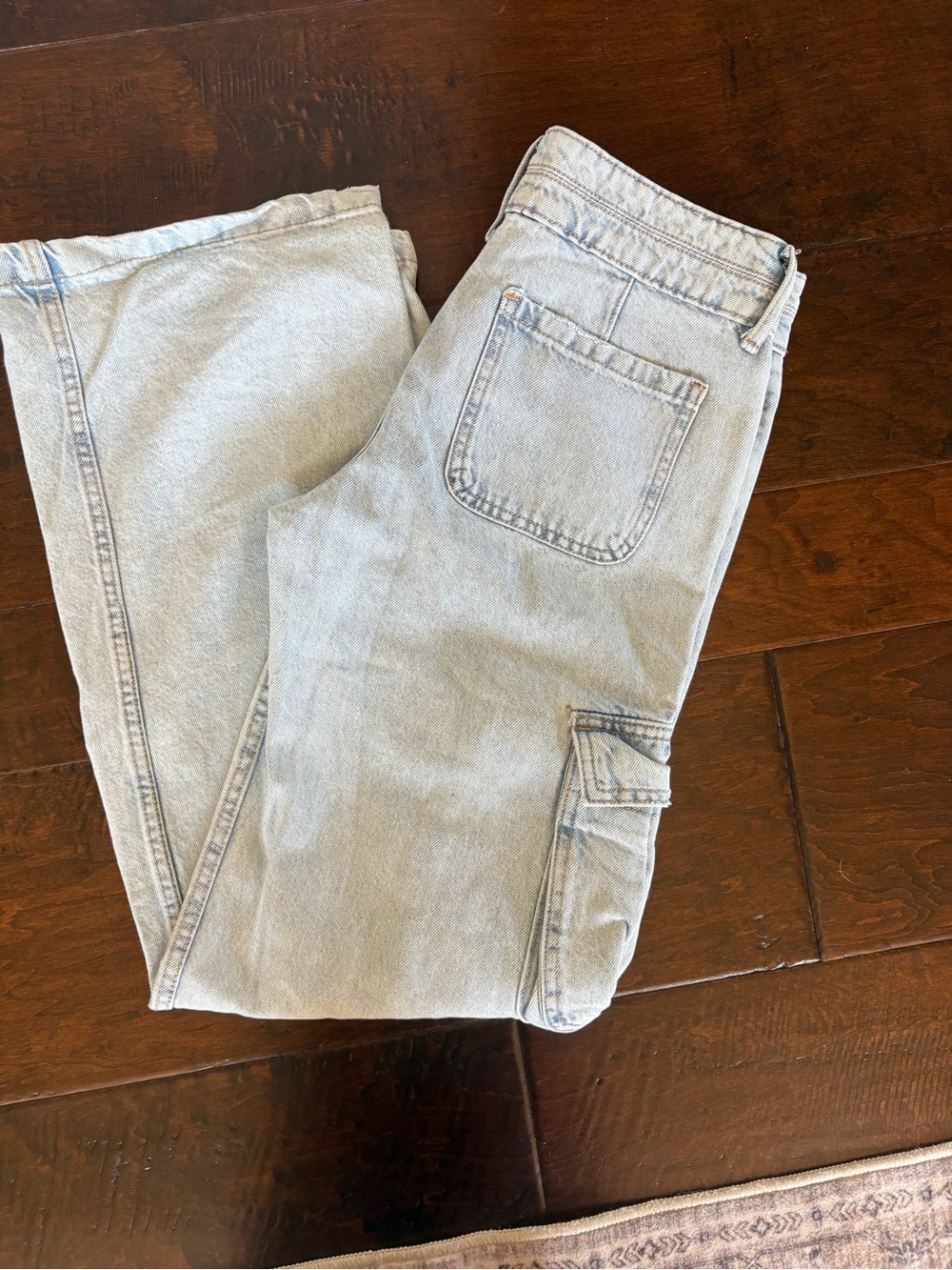 Aeropostale Light Blue Baggy Wide Leg Cargo Jeans